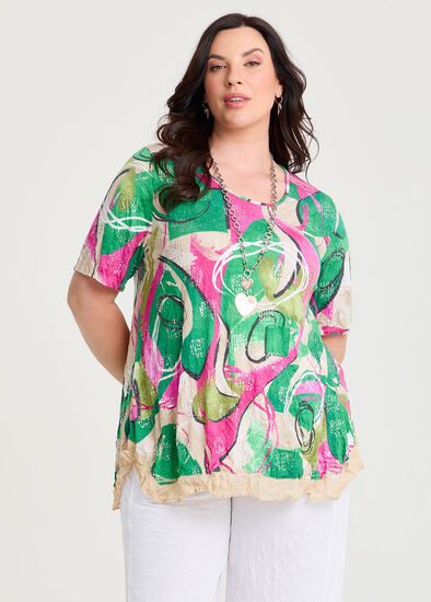 Plus Size Foil Crush Bamboo Top