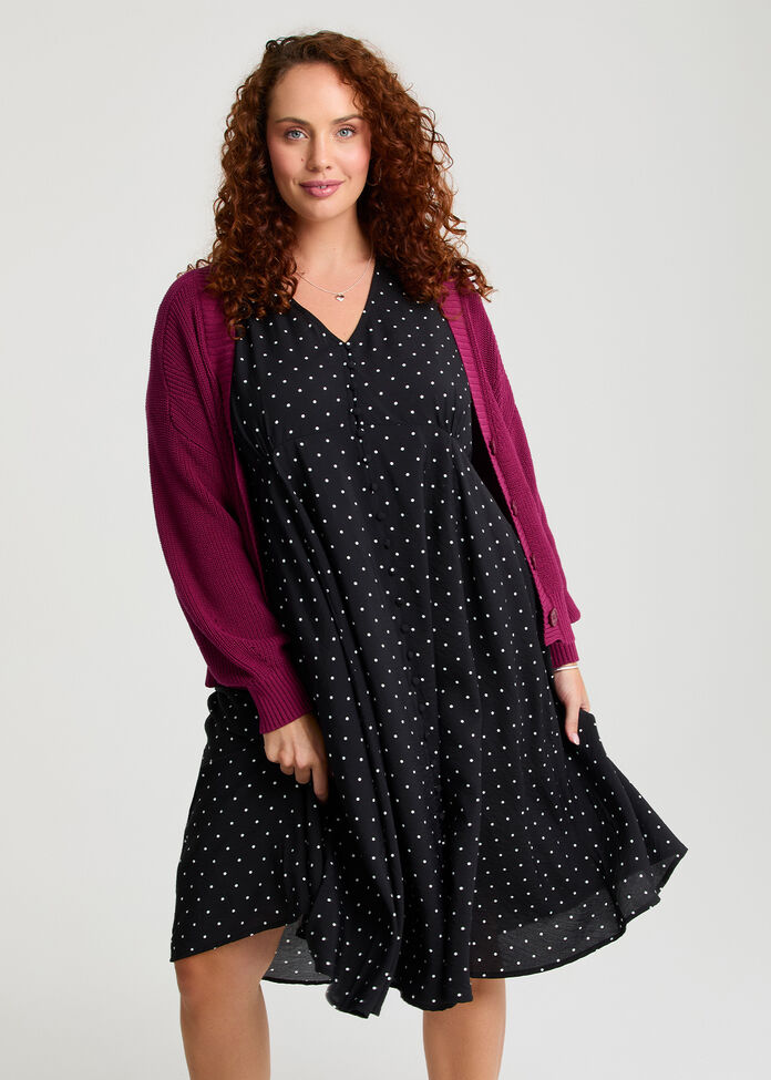 Natural Button Through Polka Dot Dress, , hi-res