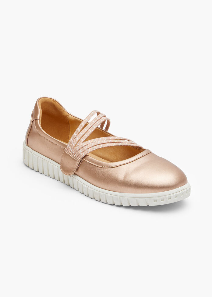 Shop Gold Elastic Flex Mary Jane Comfortable Shoes Taking Shape AU