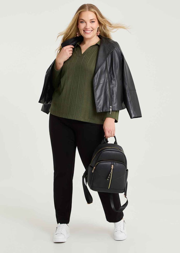 Cozy Rib Polo Top, , hi-res