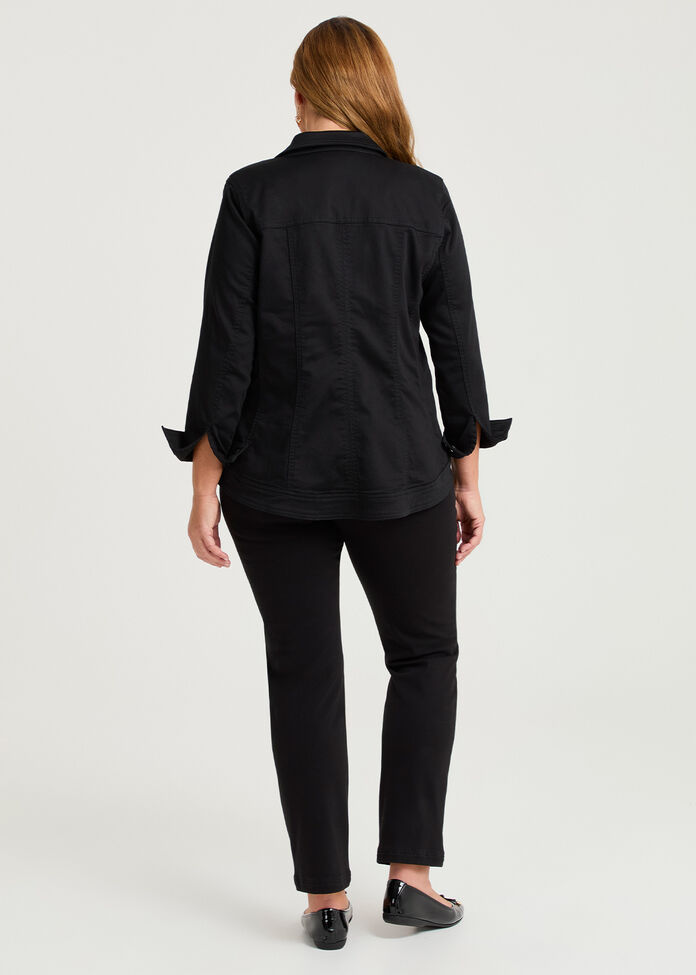 Coloured Curved Hem Denim Jacket, , hi-res