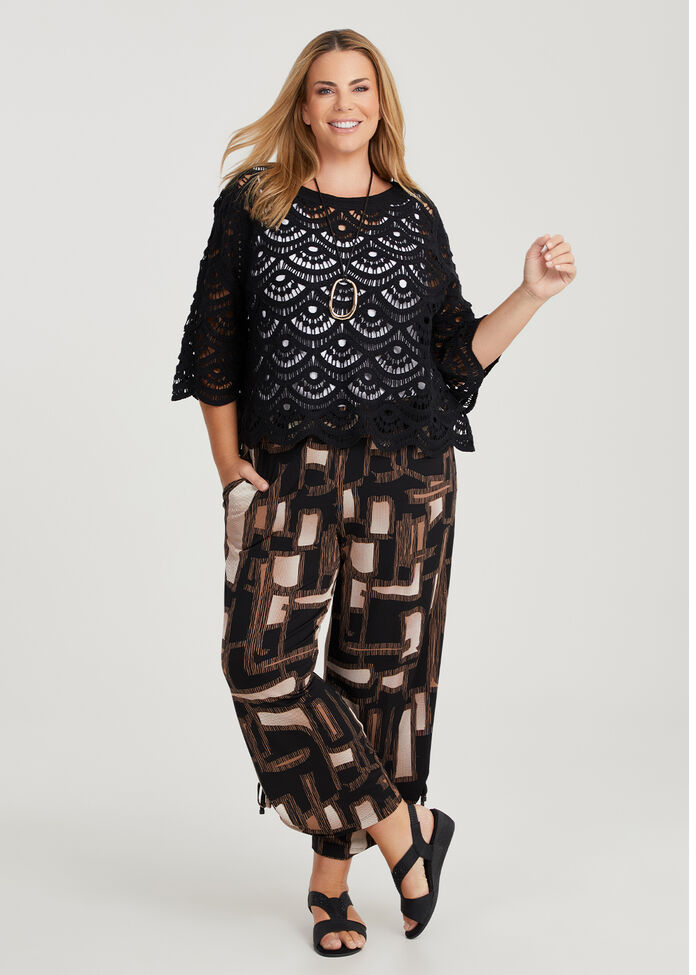 Crochet Cotton Knit Top, , hi-res