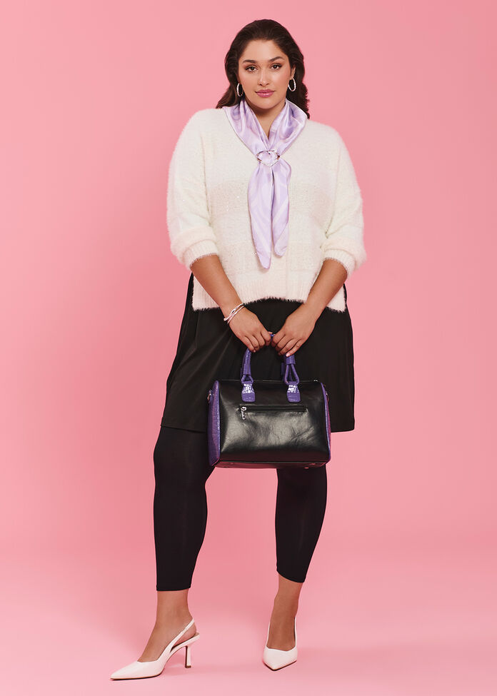 Fluffy Stripe Button Cardigan, , hi-res