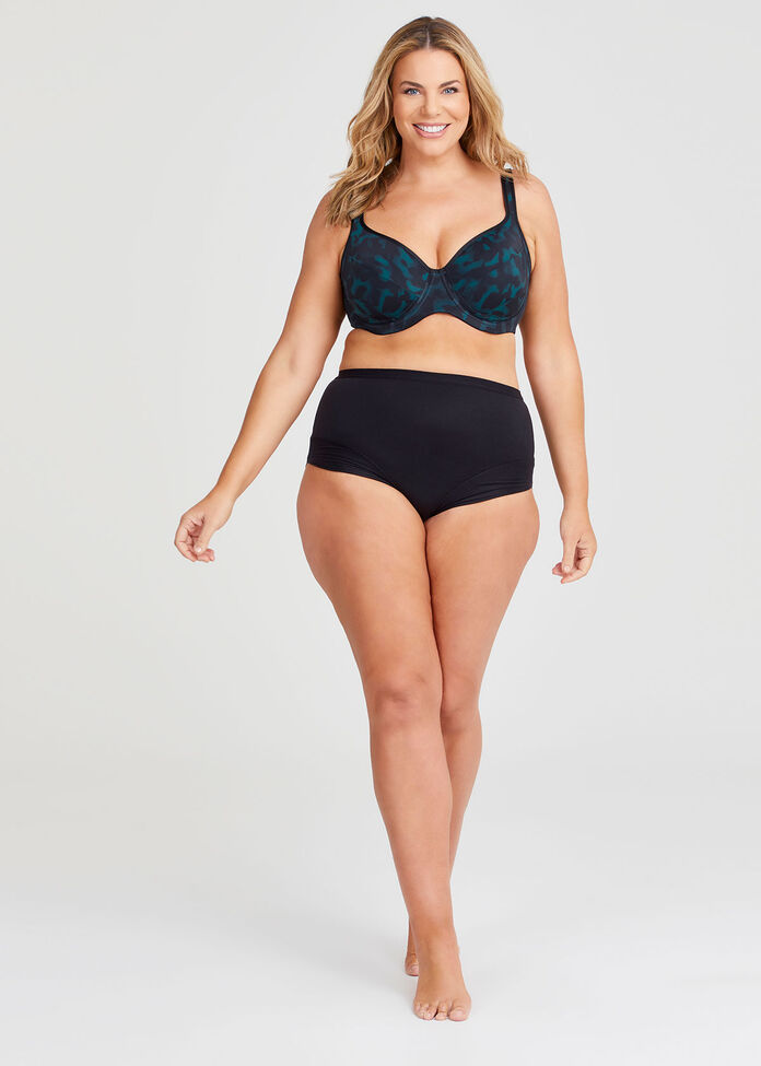 Underwire Soft Cup Support Bra, TEAL PRINT, hi-res
