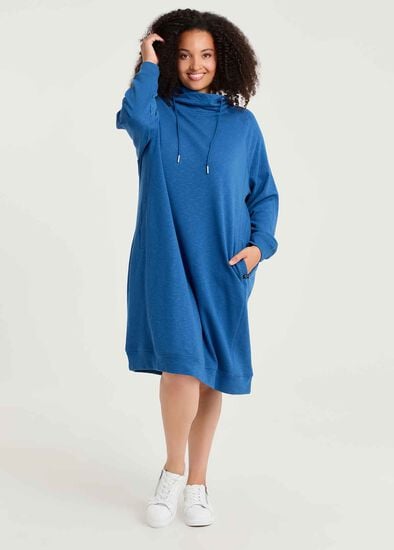 Plus Size Funnel Neck Sweat Dress
