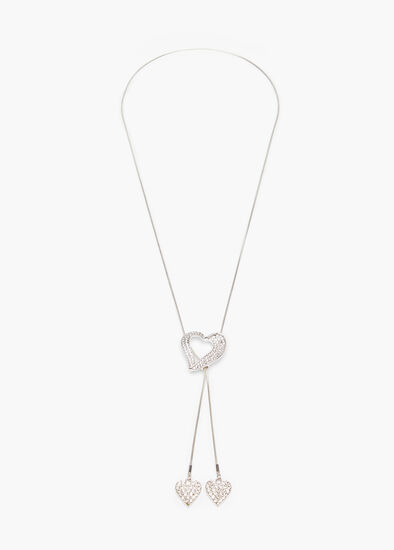 Diamante Heart Lariat Necklace