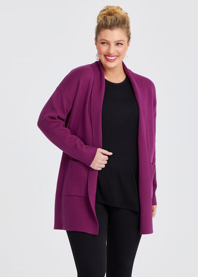 Plus Size Soft Touch Knit Pocket Cardigan
