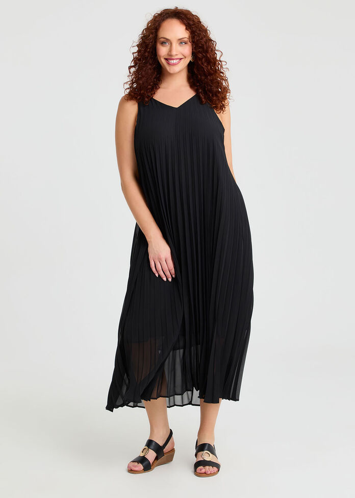 Pleated Paradise Midi Dress, , hi-res