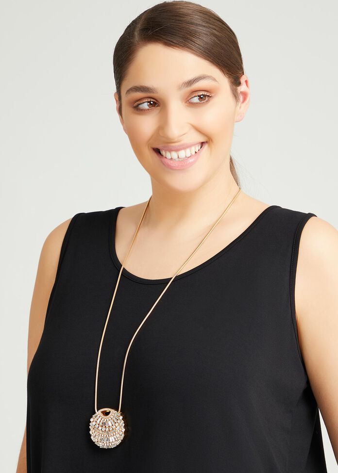 Gold Deco Crystal Necklace, , hi-res