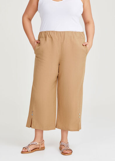 Plus Size Relax Linen Blend Crop Pant
