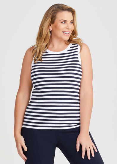 Plus Size Cotton Modal Rib Stripe Tank