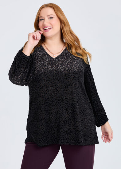 Plus Size Bronze Animal Velvet Top