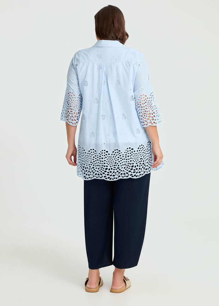 Broderie Border Cotton Shirt, , hi-res