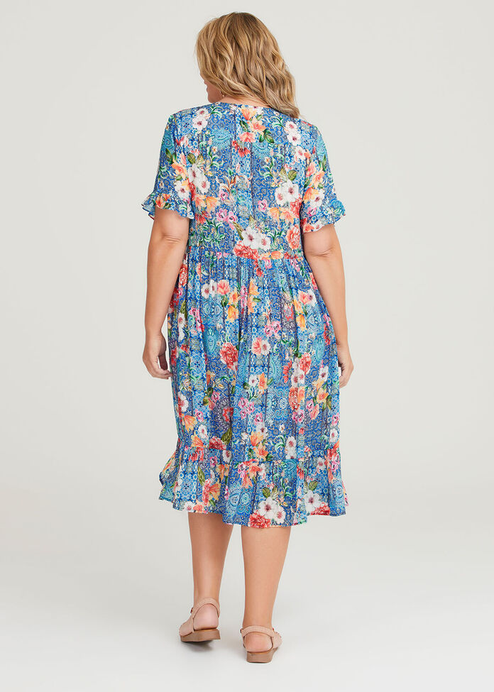 Shop Plus Size Natural Medeira Floral Dress in Multi | Sizes 12-30 ...
