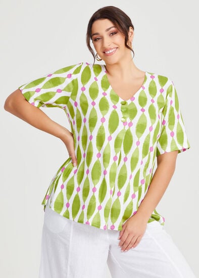 Plus Size Button Front Natural Top