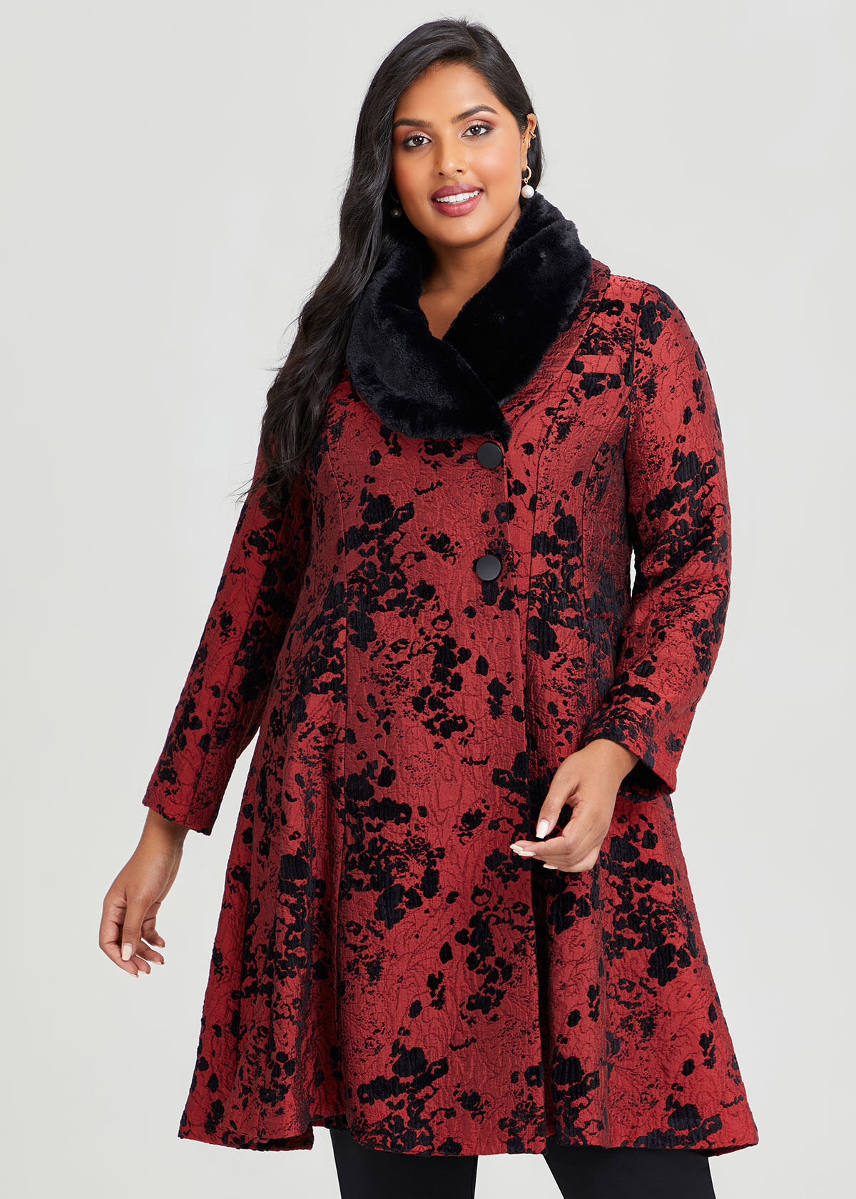 Shop Plus Size Scarlett Jacquard Opera Coat, Red | Taking Shape AU