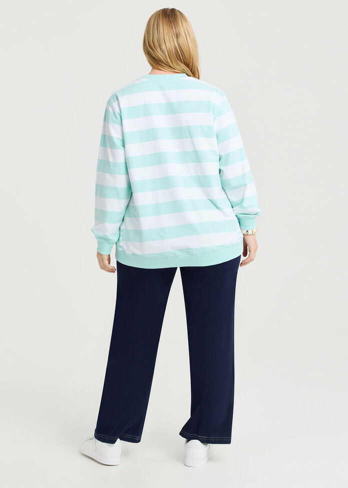 Cotton Mixed Stripe Sweatshirt, , hi-res
