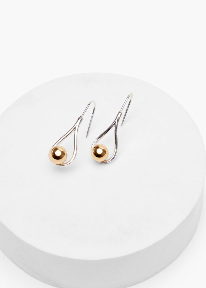 Two Tone Ball Earrings, , hi-res