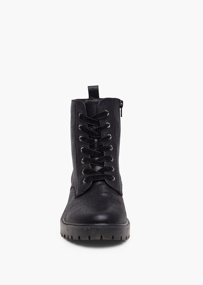Sparkly Lace Up Boot, BLACK, hi-res