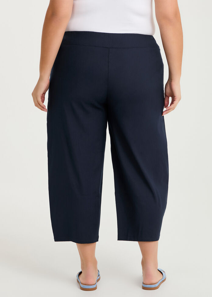 Petite Stretch Linen Crop Pant, , hi-res