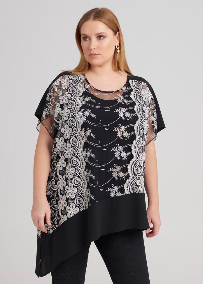Short Sleeve Embroidery Top, , hi-res