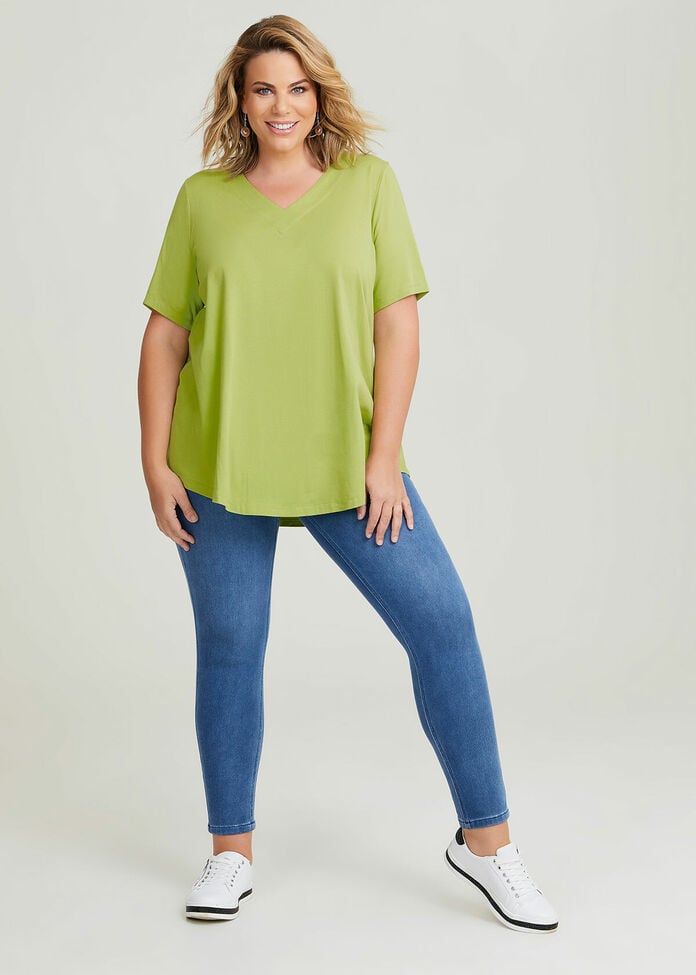 Organic V-neck Swing Basic Tee, , hi-res