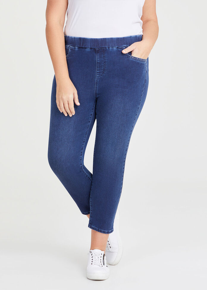 Pull-on Embellished Crop Jean, , hi-res
