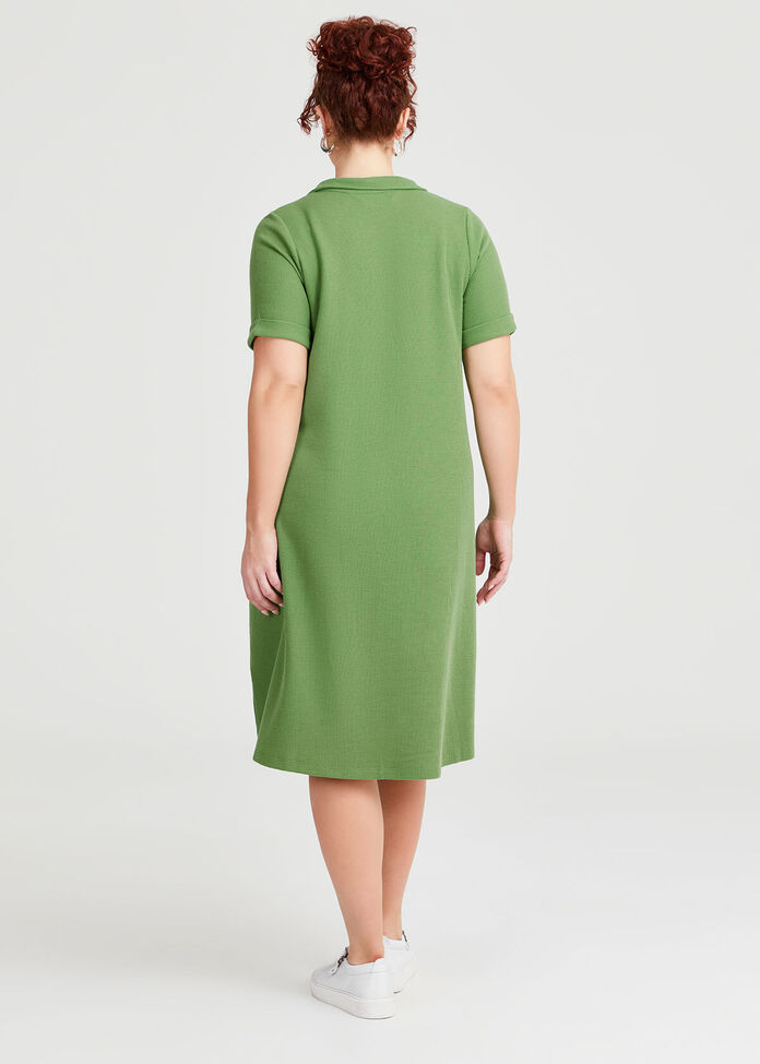green waffle dress Posh Peanut Hunter Green Waffle L/S Henley Twirl Dress main image 0