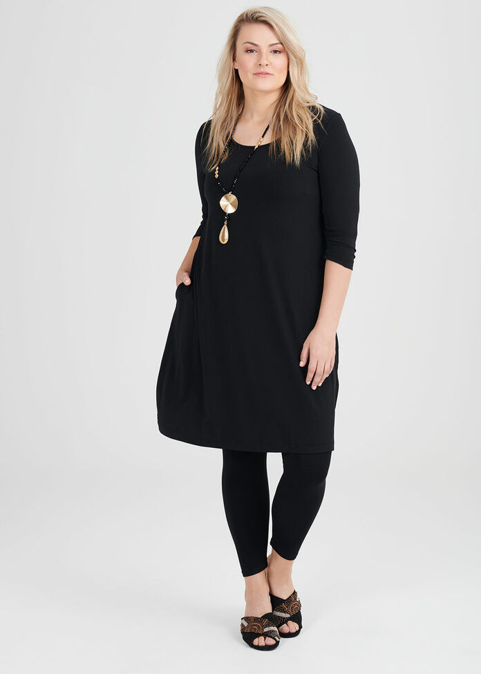 Shop Plus Size Luna Ultimate 3/4 Sleeve Dress in Black | Sizes 12-30 ...