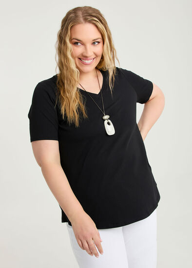Plus Size Good Earth Australian Cotton V-neck T-shirt
