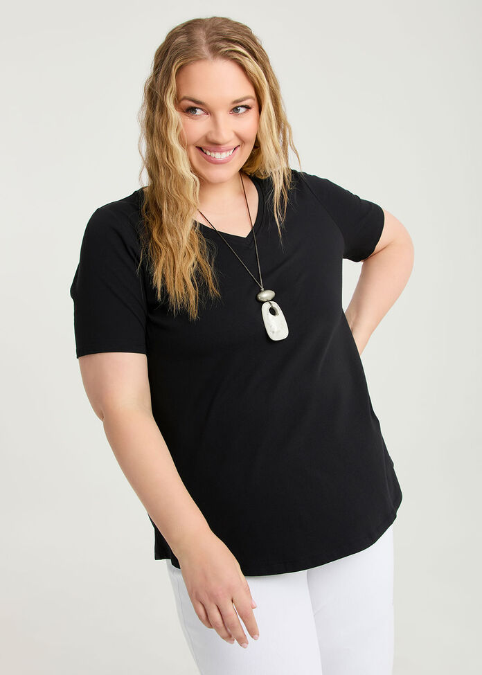 Good Earth Australian Cotton V-neck T-shirt, , hi-res