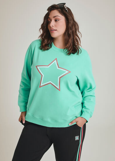 Plus Size Cotton Blend Star Sweatshirt