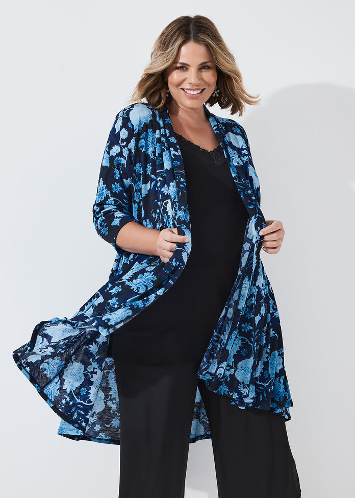 Shop Plus Size Shades Of Blue Cardigan, Print Taking Shape AU