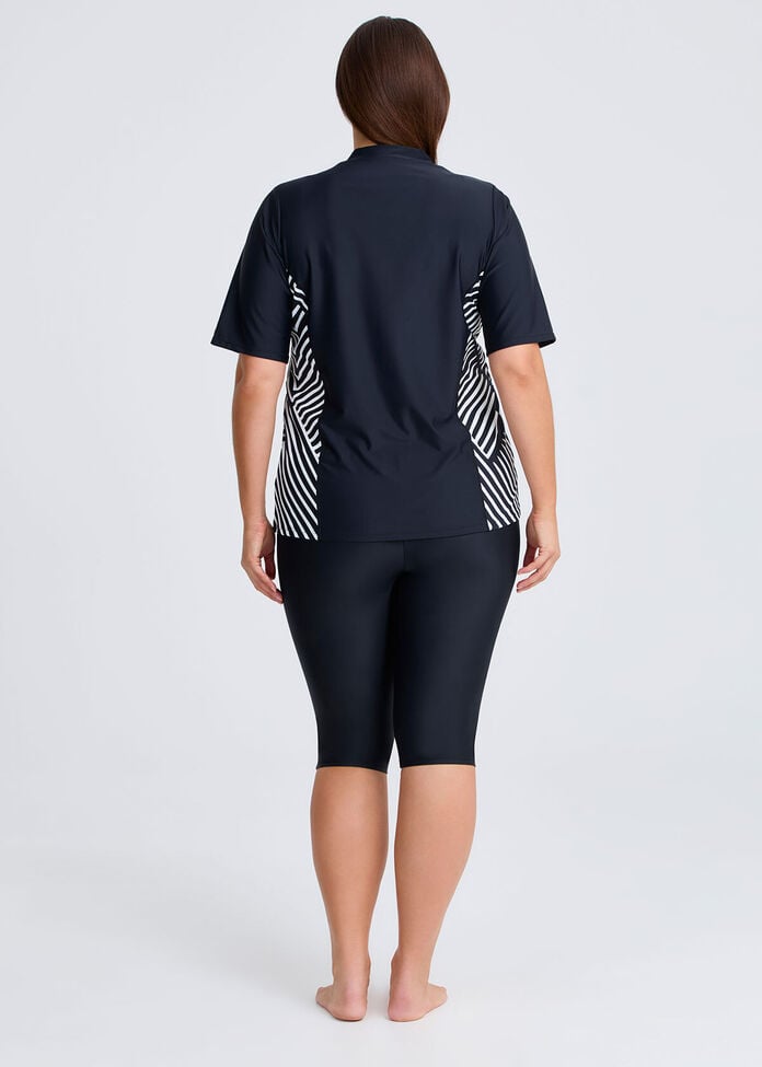 Shop Plus Size Side Stripe Half Zip Rash Vest, Black | Taking Shape AU