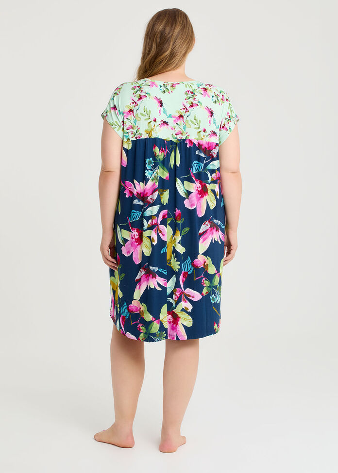 Bamboo Floral Night Nightie, PRINT, hi-res