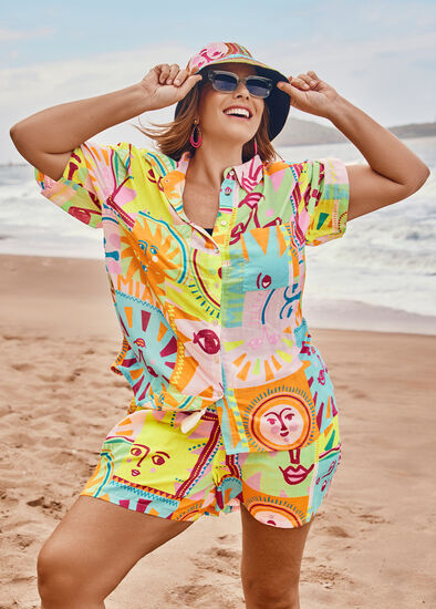 Plus Size Cotton Sundown Beach Shirt