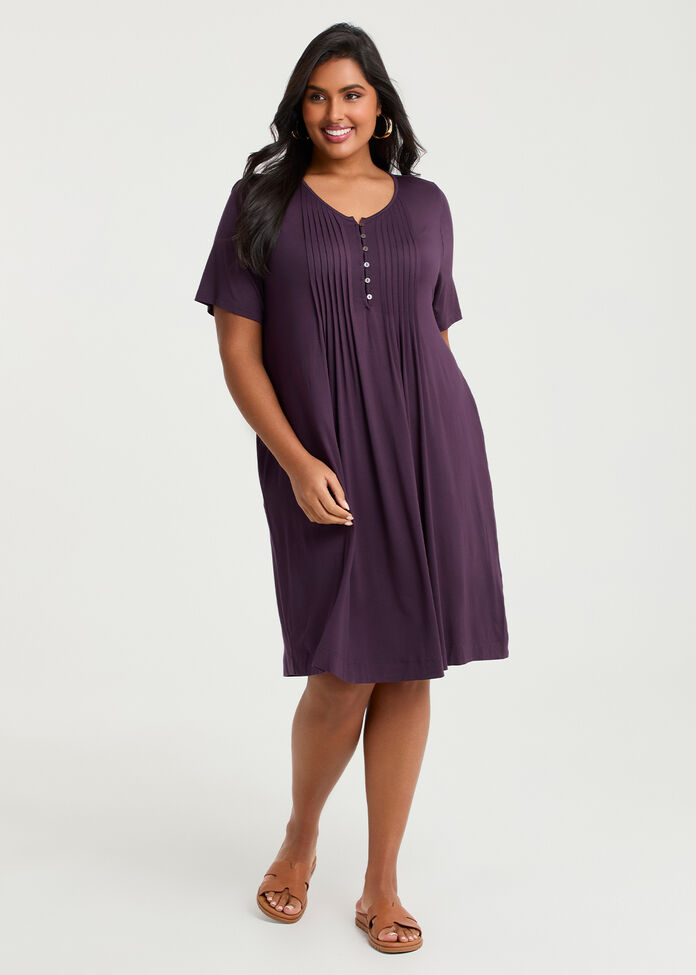 Micro Modal Pintuck Dress, , hi-res