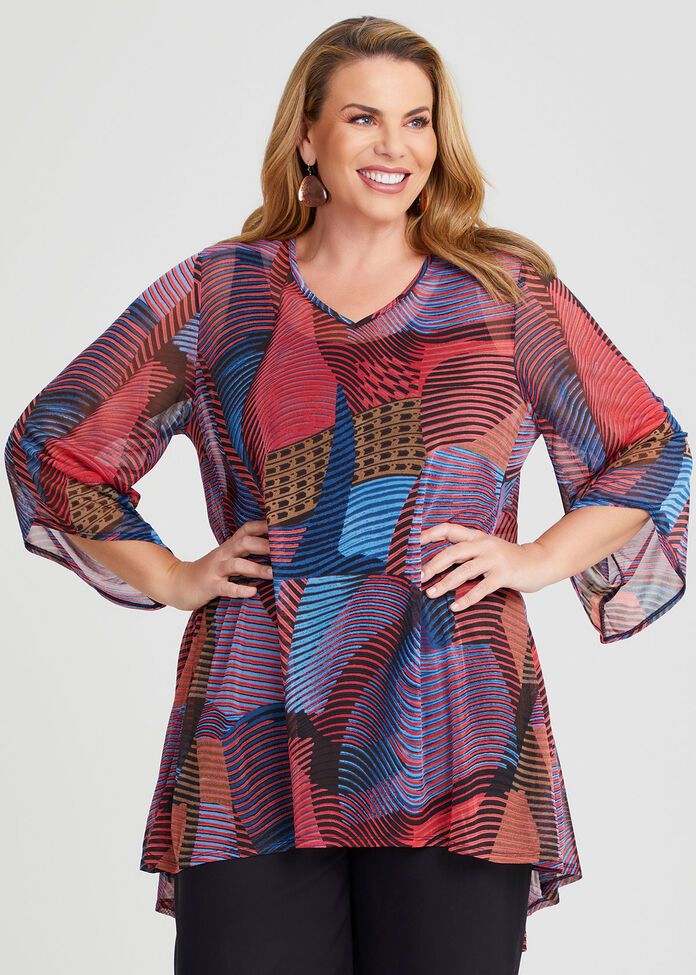Swirl Print Mesh Tunic, , hi-res