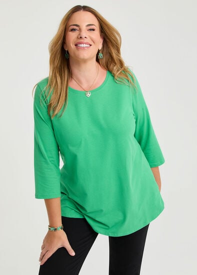 Plus Size Good Earth Australian Cotton 3/4 Sleeve T-Shirt