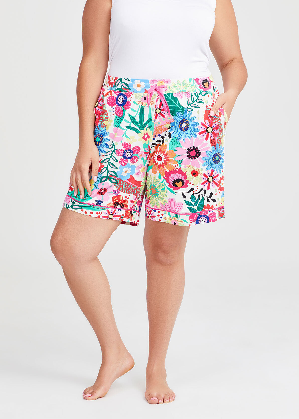 Shop Plus Size Bamboo Fun Floral Pyjama Short in Multi Taking Shape AU