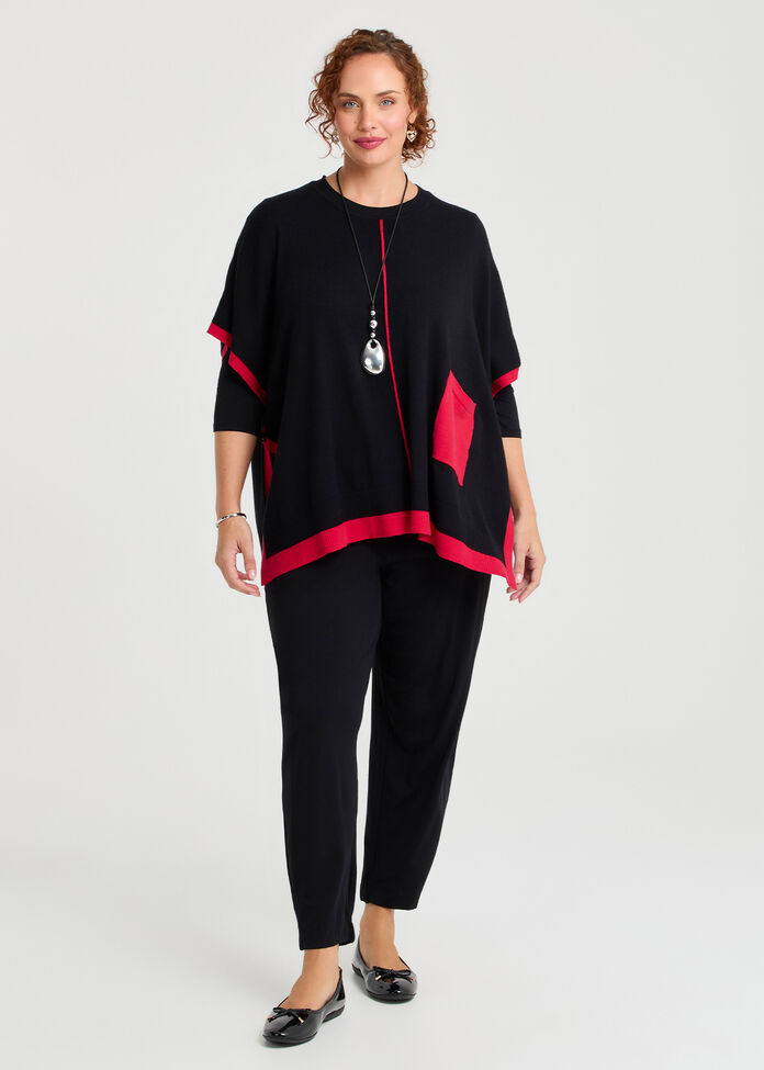 Red & Black Poncho, , hi-res