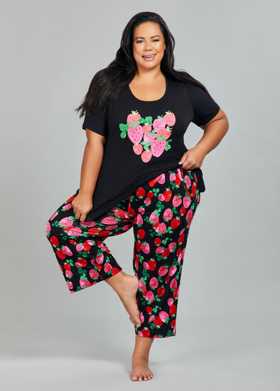 Plus Size Bamboo Strawberry Pyjama Pant