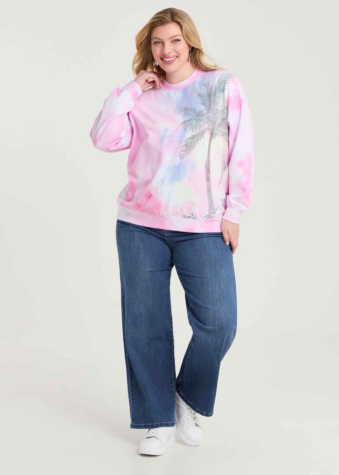 Cotton Palm Tie Dye Sweatshirt, , hi-res