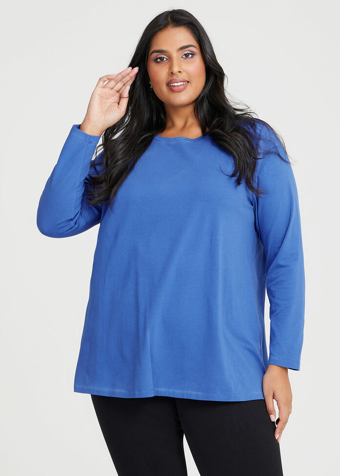 Shop Plus Size Organic Long Sleeve Basic Top in Blue | Taking Shape AU