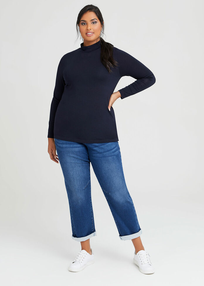 Wool Bamboo Mock Neck Top, , hi-res