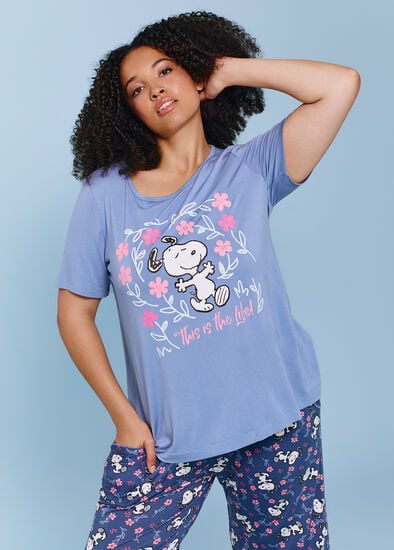 Plus Size Snoopy Blossom Pyjama Top