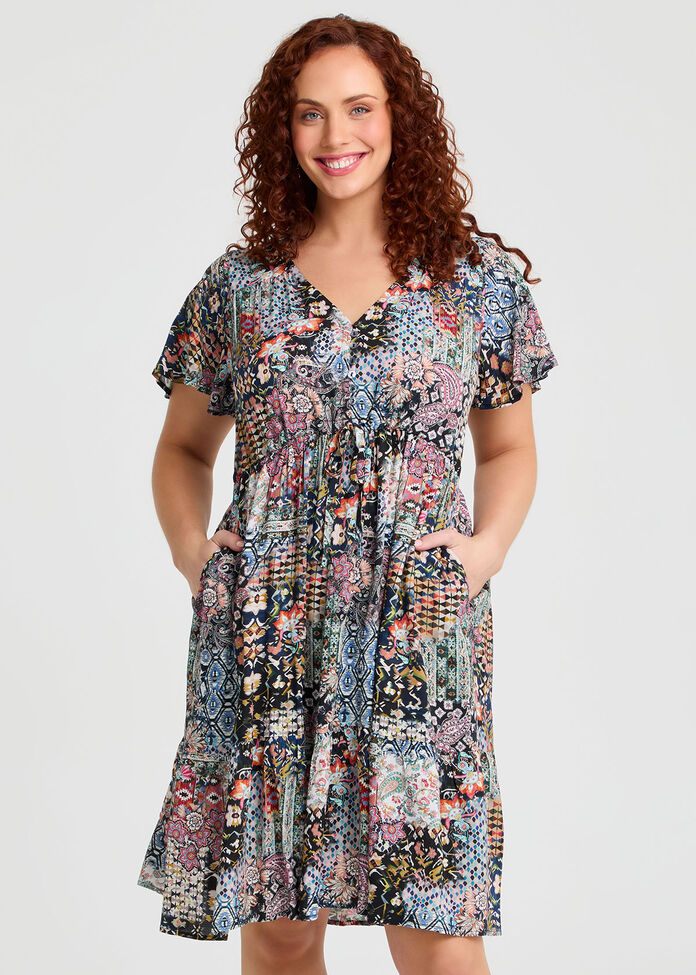 Natural Ikat Print Dress, , hi-res