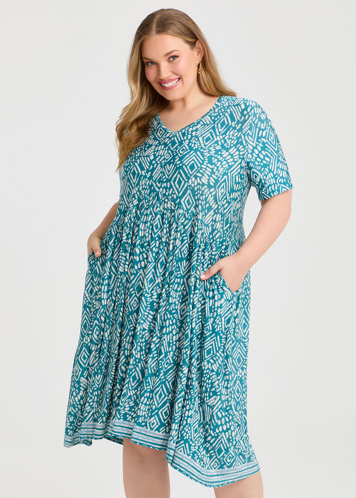 Border Print Dress, , hi-res