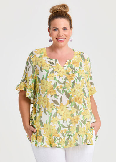 Plus Size Salsa Ruffle Natural Top