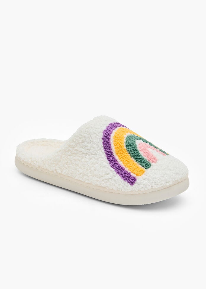 Fluffy Rainbow Slippers, , hi-res